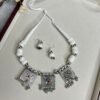 Royal White Tribal Mirror Necklace Set